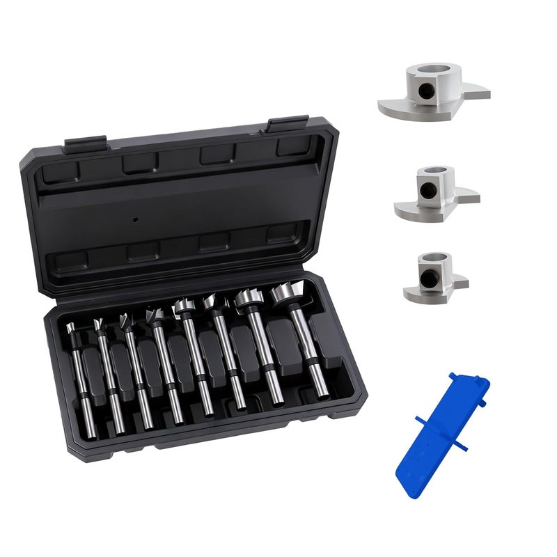 CSOOM 8PCS Forstner Bit Set, Forstner Drill Bits for Woodworking, Spiral Cutter Round Shank Drilling and Cutting Tool for Hardwoods, Softwoods, Plastics, Plywood, with Storage Case - Image 1